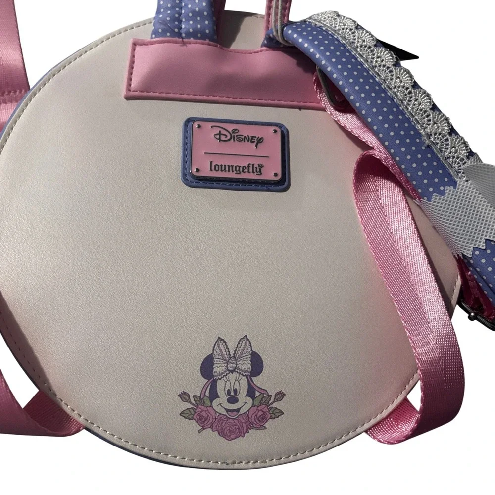 Loungefly Disney Minnie Mouse Floral and Lace Round Mini Backpack WDBK3986 Pink